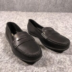 Geox Shoes Women's Size 7 Black Leather Loafers Respira D642TA Made In Italy